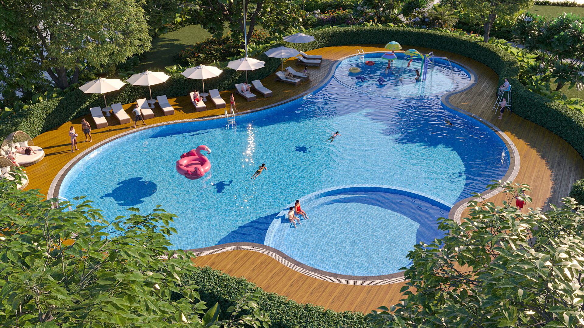 hồ bới gia nhiệt bốn mùa tại VInhomes saigon park hóc môn