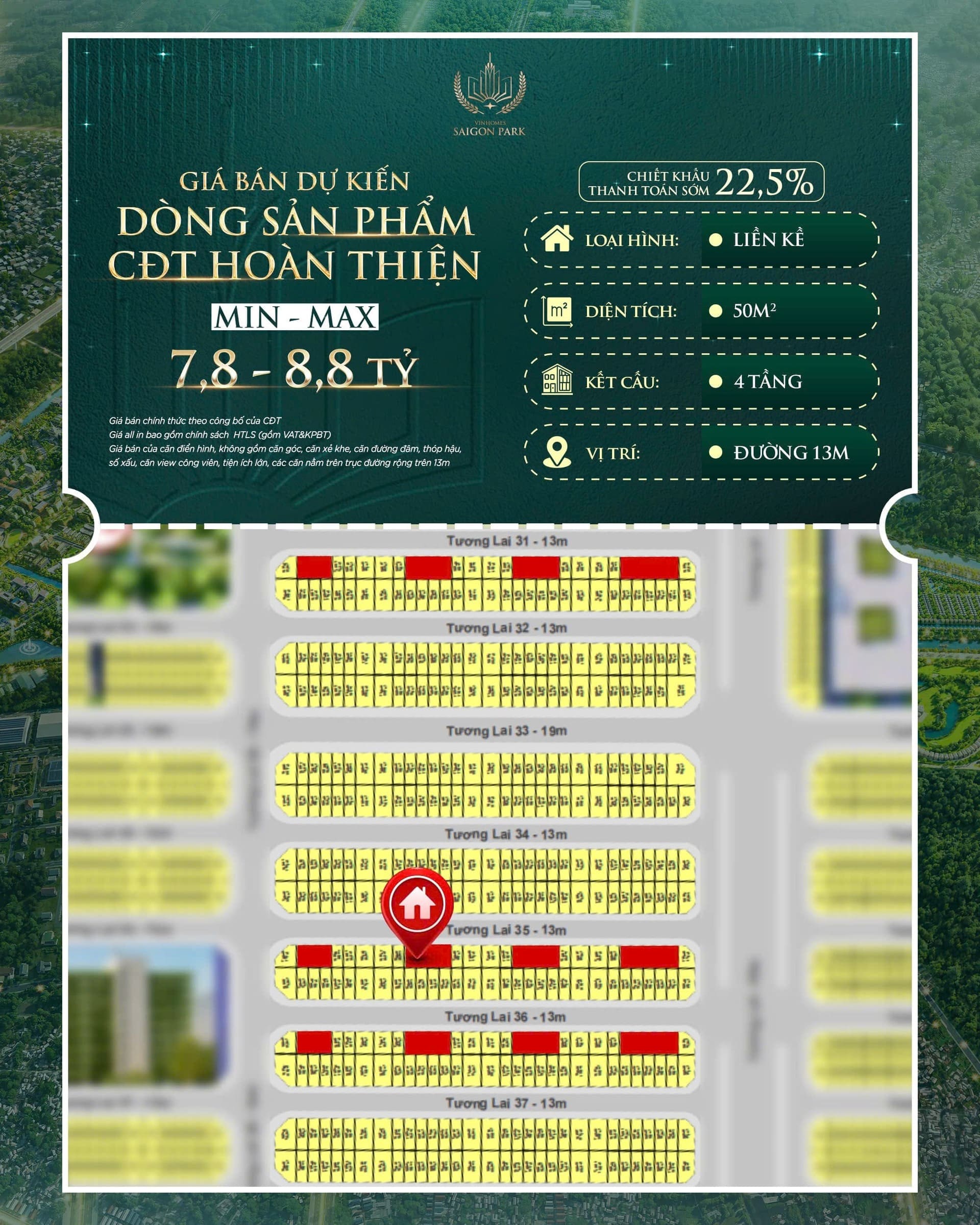 Bảng giá nhà hoàn thiện tại Vinhomes Saigon Park Hóc Môn