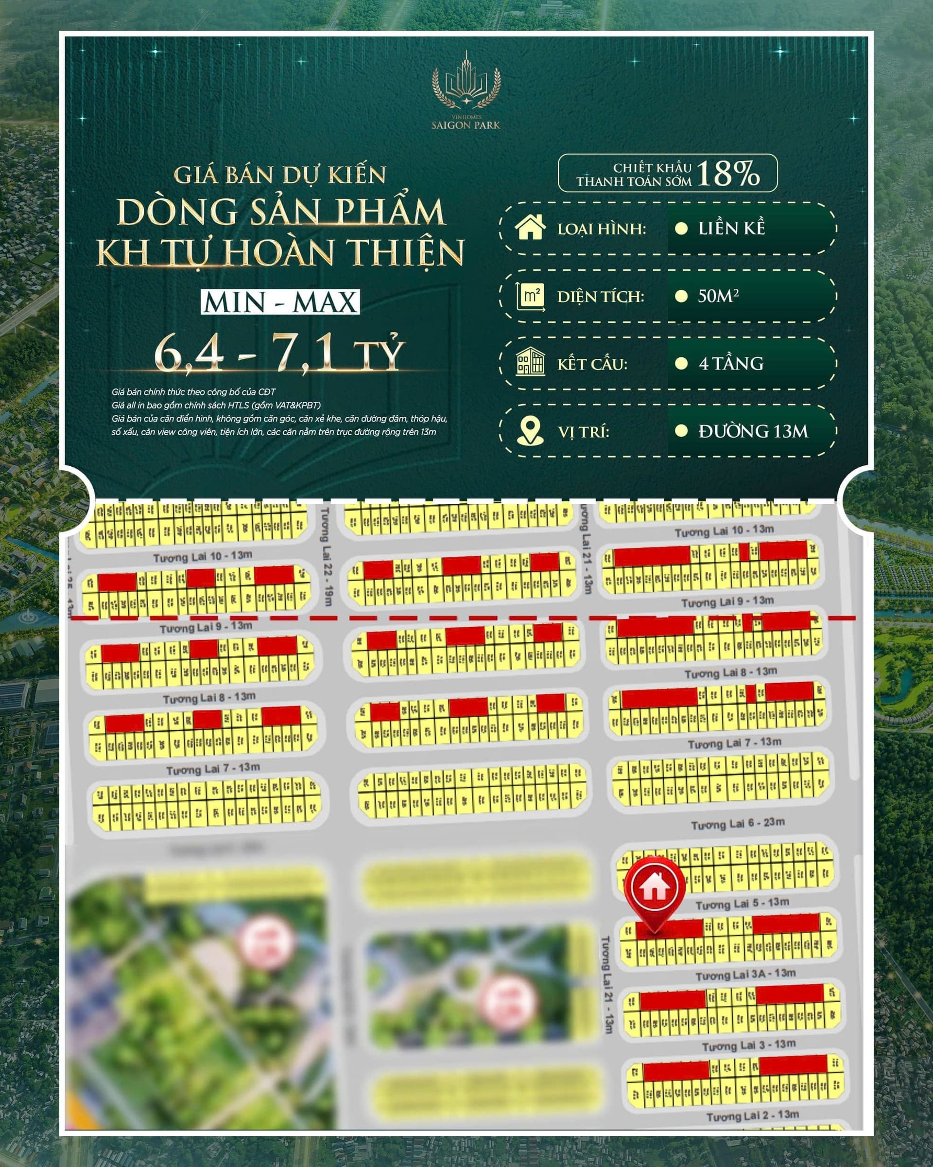 Bảng giá nhà tự hoàn thiện tại Vinhomes Saigon Park Hóc Môn